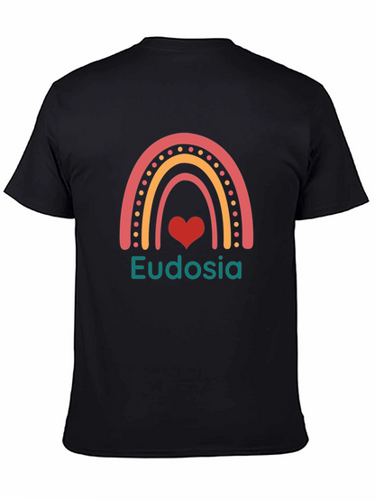 Camiseta Negra con Arcoíris y Nombre Personalizado
