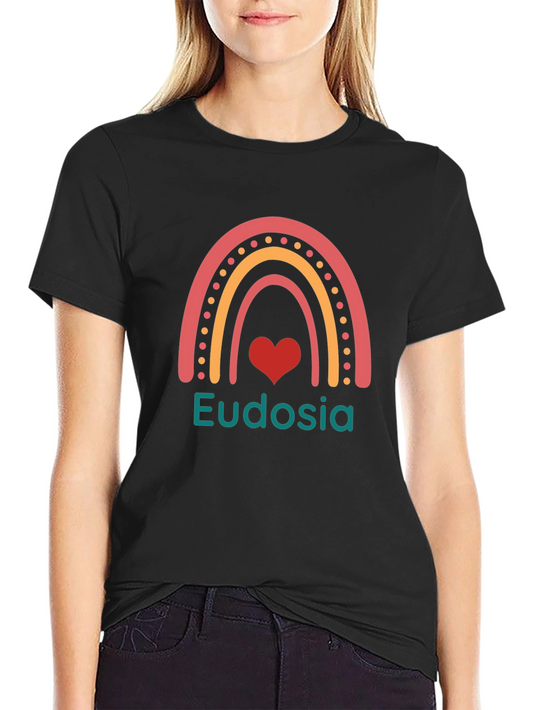 Camiseta Negra con Arcoíris y Nombre Personalizado