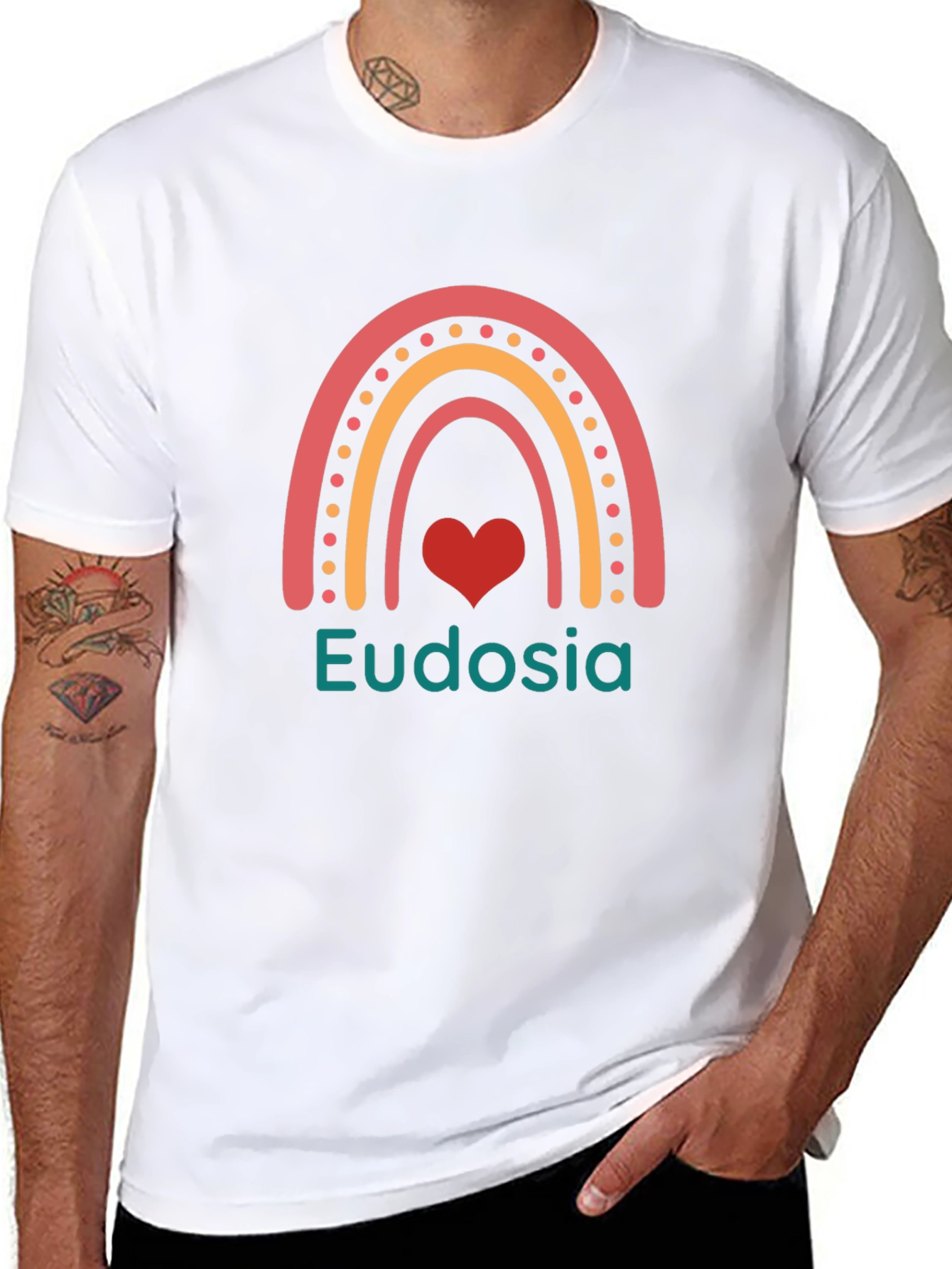 Camiseta Negra con Arcoíris y Nombre Personalizado