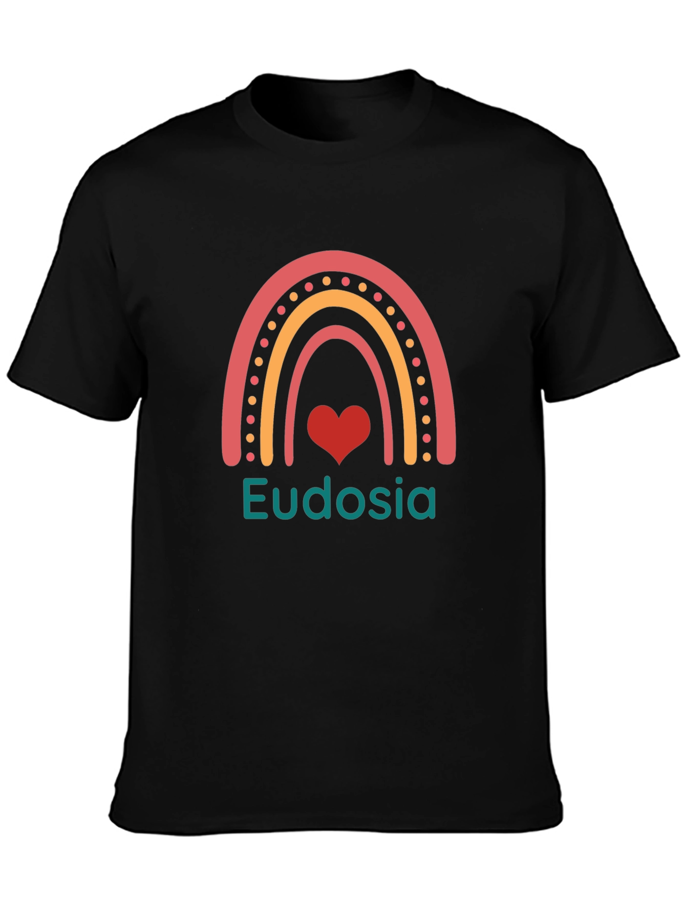Camiseta Negra con Arcoíris y Nombre Personalizado