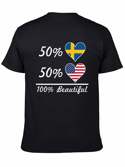 Camiseta Hombre 50% Suecia 50% USA - 100% Hermosa