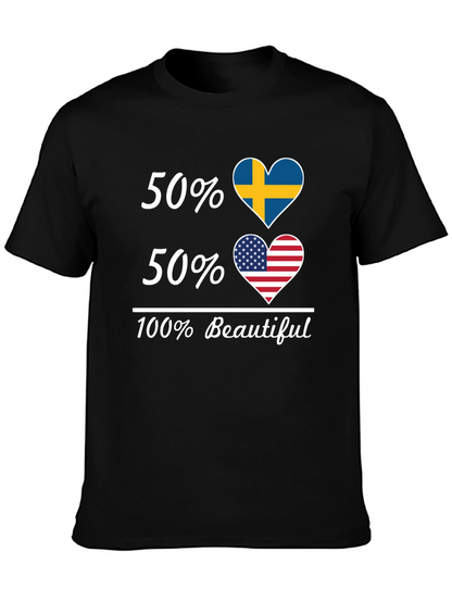 Camiseta Hombre 50% Suecia 50% USA - 100% Hermosa