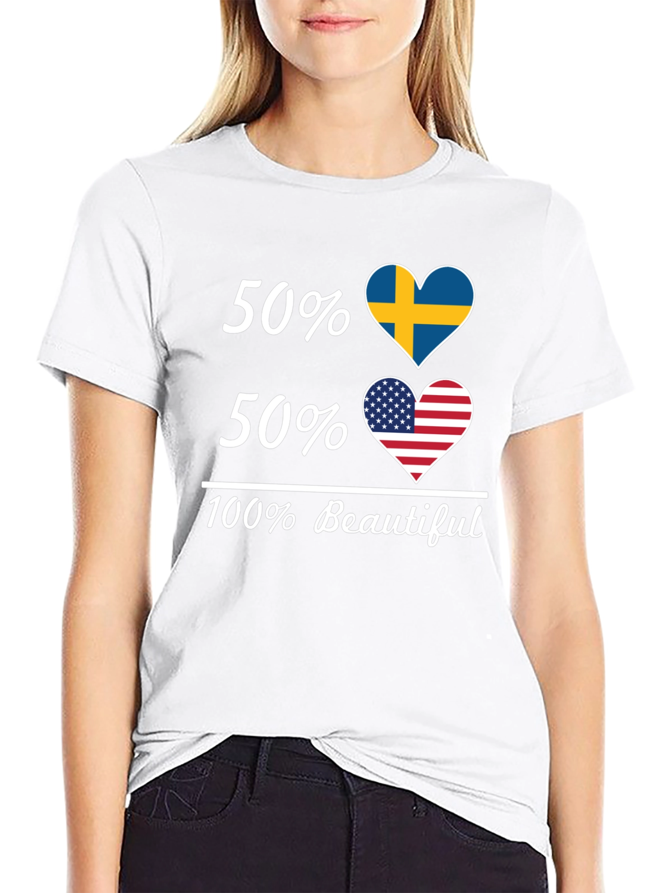 Camiseta Hombre 50% Suecia 50% USA - 100% Hermosa
