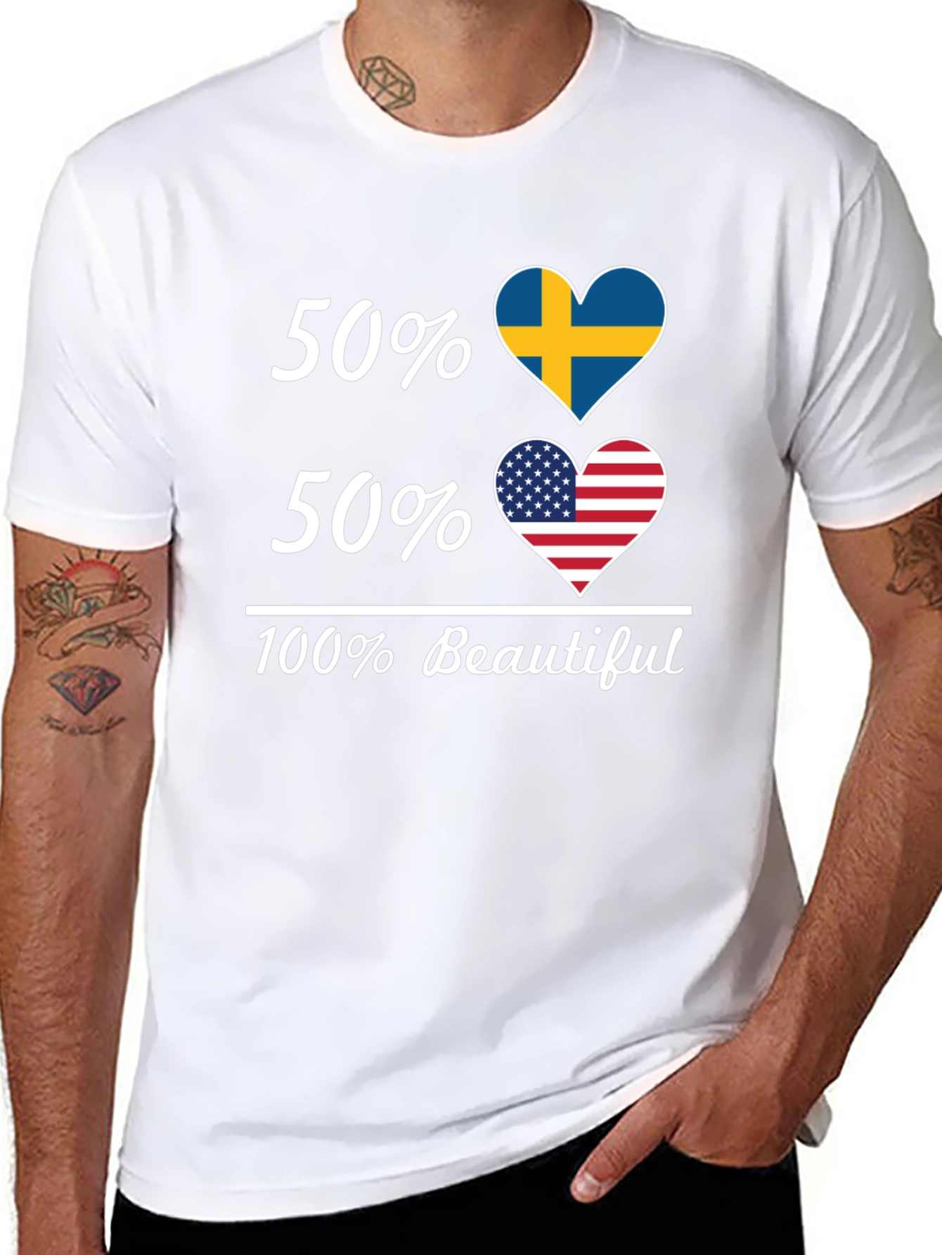Camiseta Hombre 50% Suecia 50% USA - 100% Hermosa