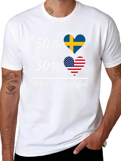 Camiseta Hombre 50% Suecia 50% USA - 100% Hermosa