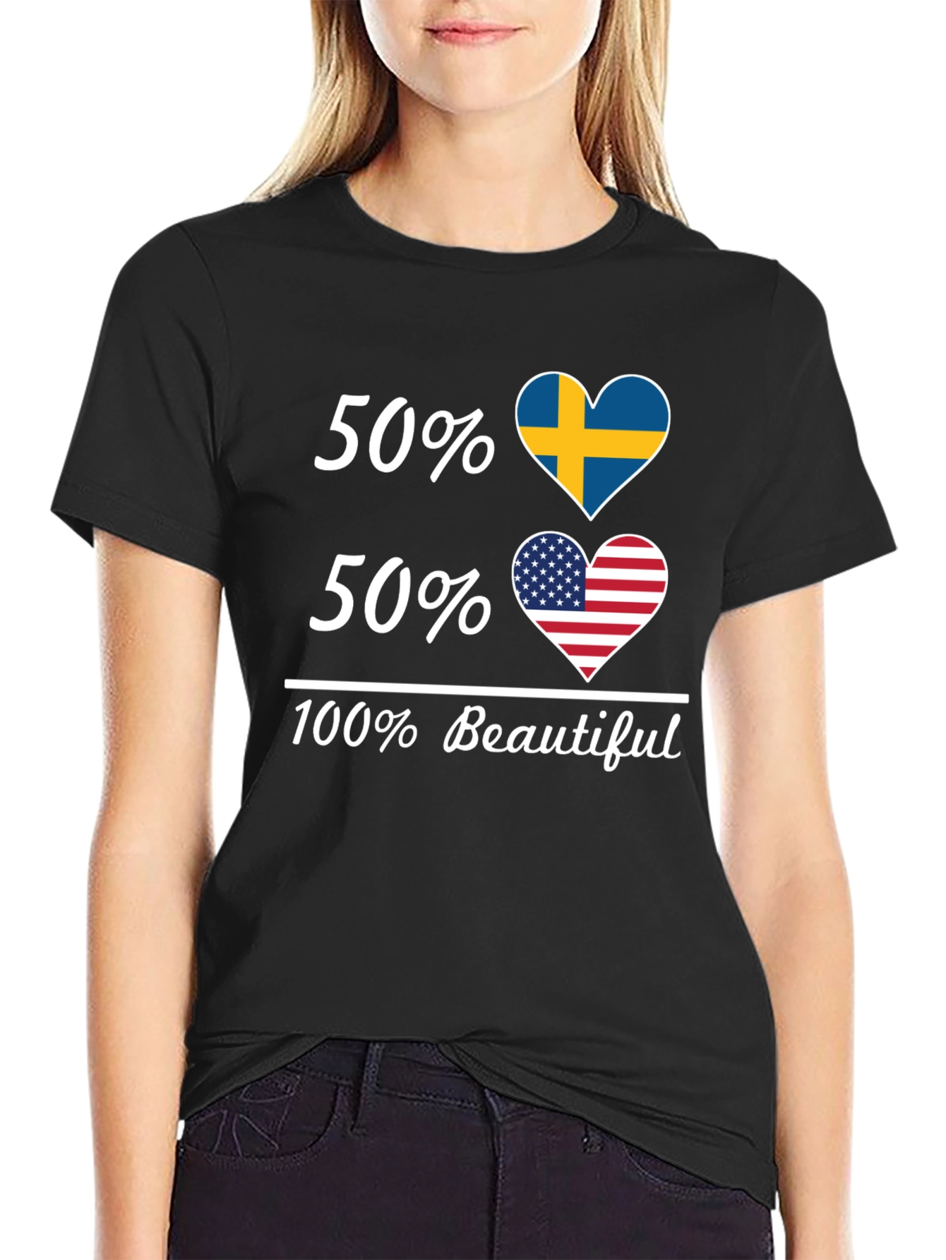 Camiseta Hombre 50% Suecia 50% USA - 100% Hermosa