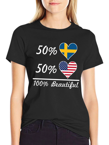Camiseta Hombre 50% Suecia 50% USA - 100% Hermosa