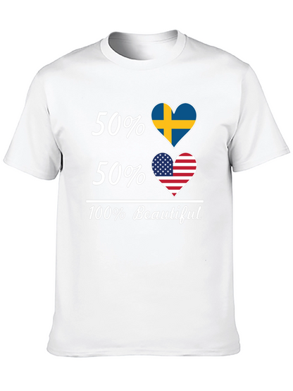 Camiseta Hombre 50% Suecia 50% USA - 100% Hermosa
