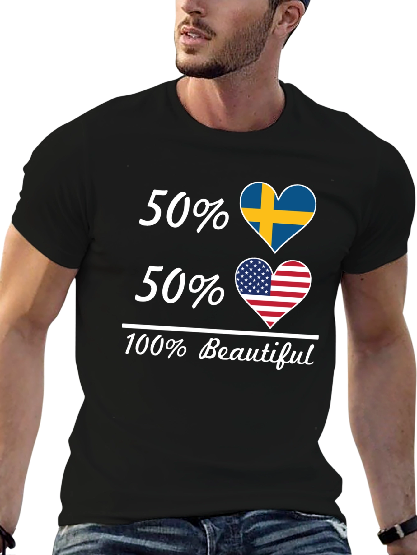 Camiseta Hombre 50% Suecia 50% USA - 100% Hermosa