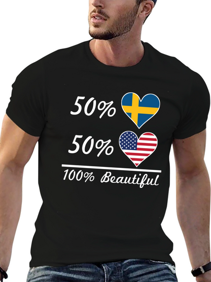 Camiseta Hombre 50% Suecia 50% USA - 100% Hermosa