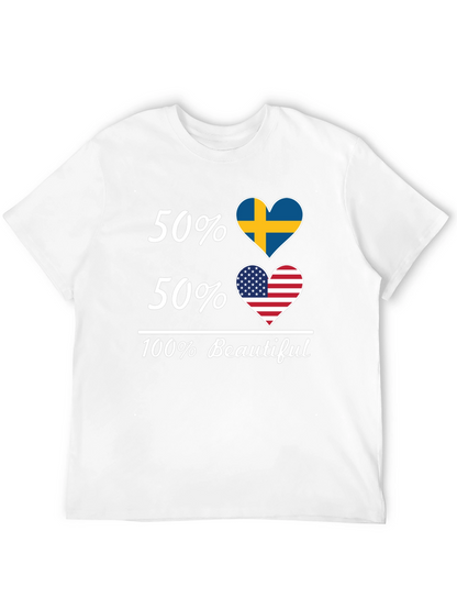 Camiseta Hombre 50% Suecia 50% USA - 100% Hermosa