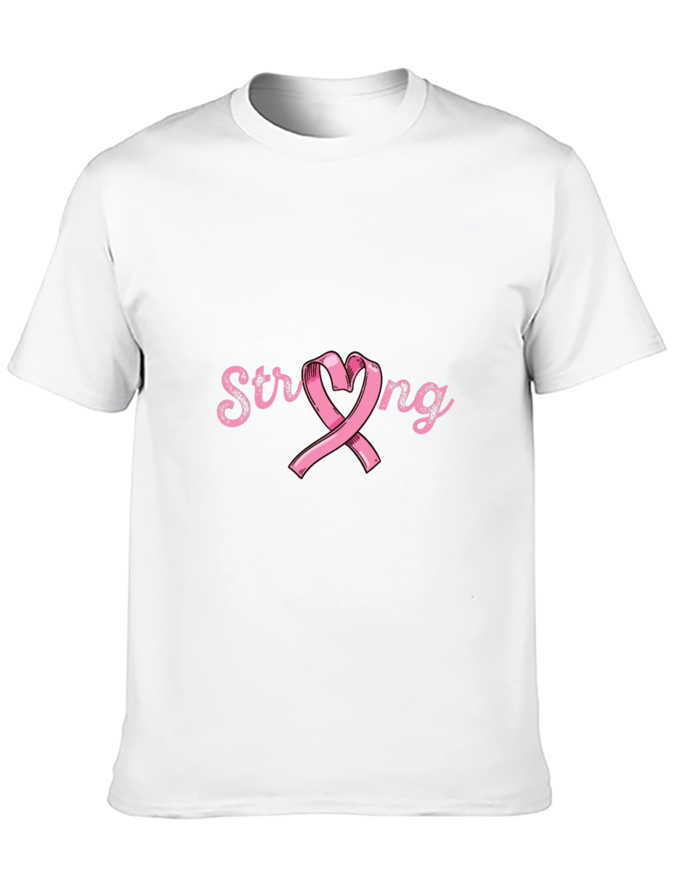 Camiseta Negra Strong Cinta Rosa Conciencia Cáncer