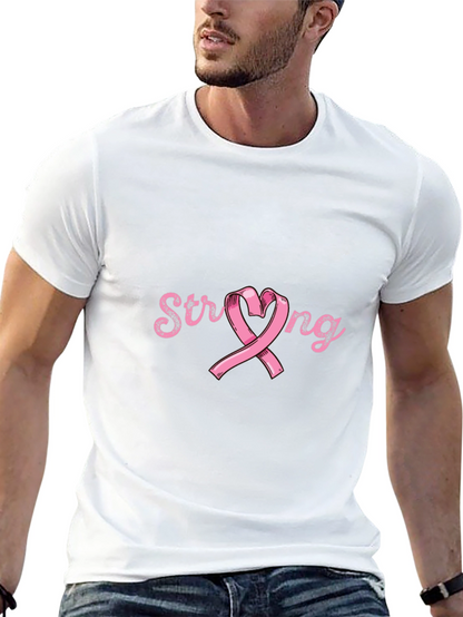 Camiseta Negra Strong Cinta Rosa Conciencia Cáncer