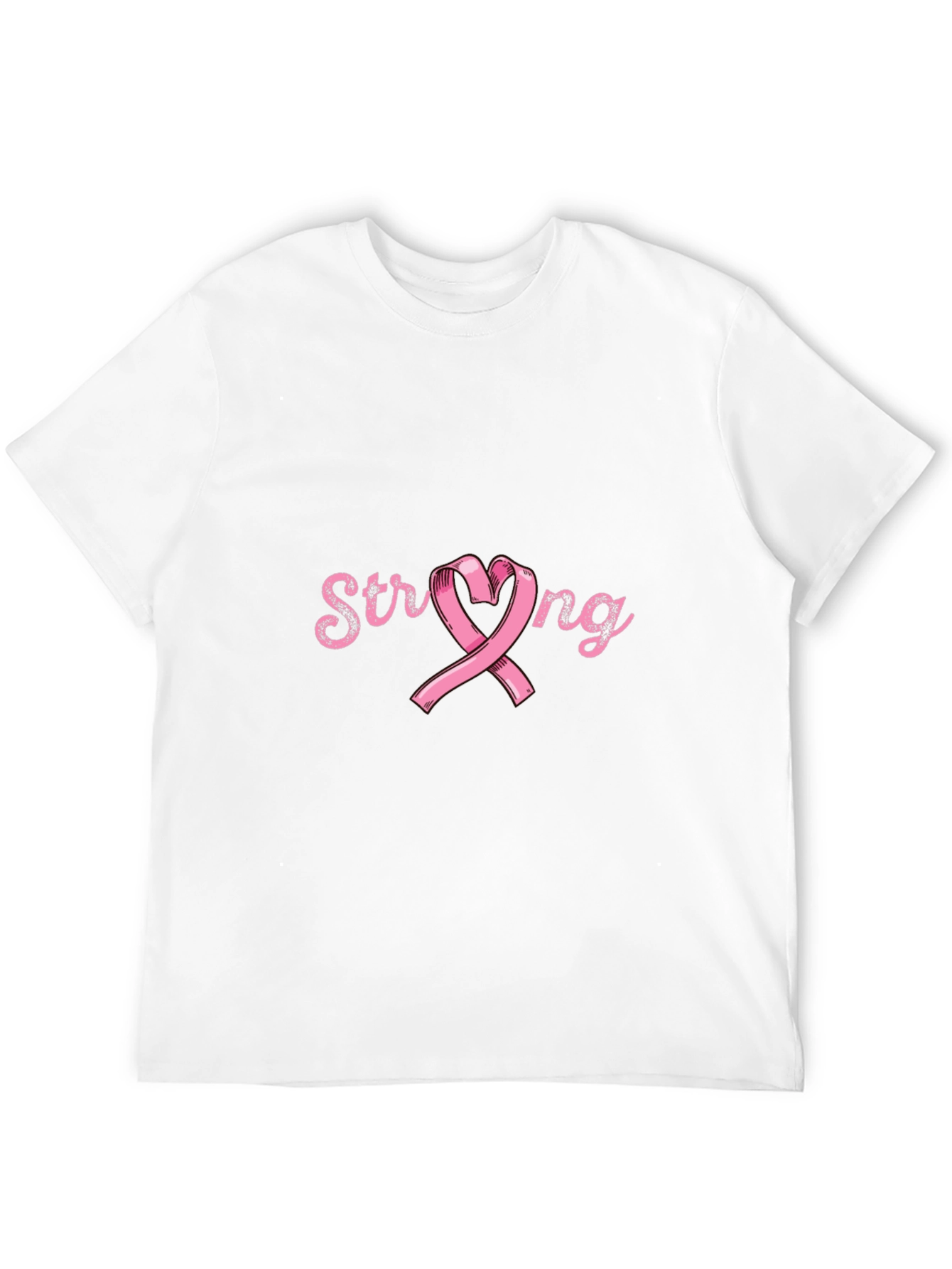 Camiseta Negra Strong Cinta Rosa Conciencia Cáncer