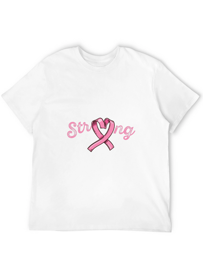 Camiseta Negra Strong Cinta Rosa Conciencia Cáncer