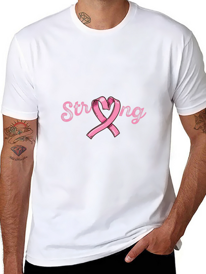 Camiseta Negra Strong Cinta Rosa Conciencia Cáncer