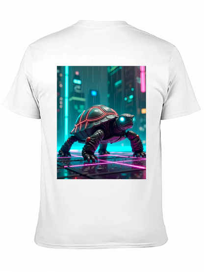Camiseta Negra con Tortuga Cibernética Neón
