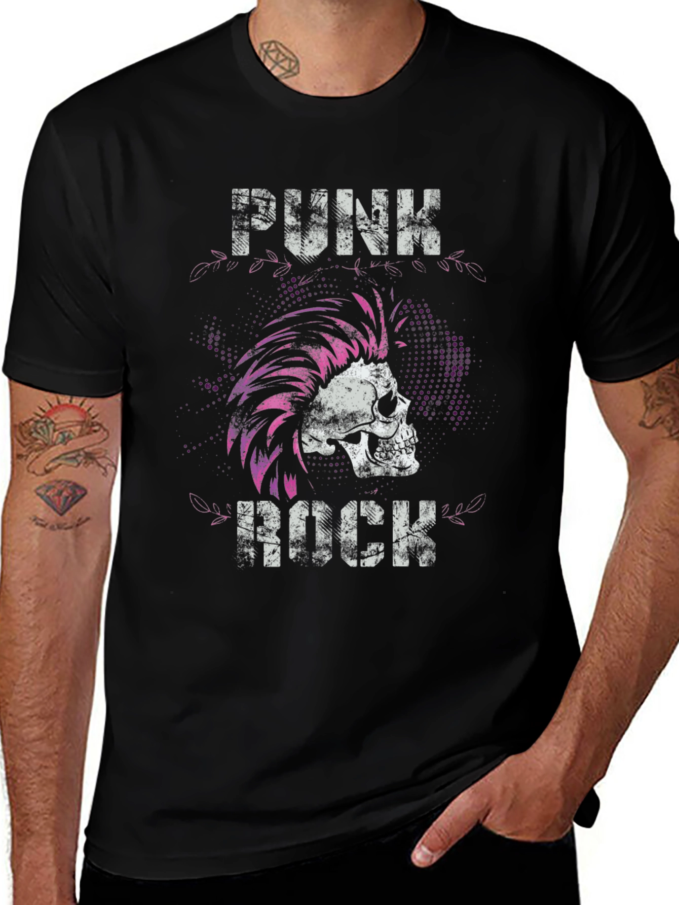 Camiseta Negra Punk Rock Cráneo