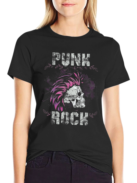 Camiseta Negra Punk Rock Cráneo
