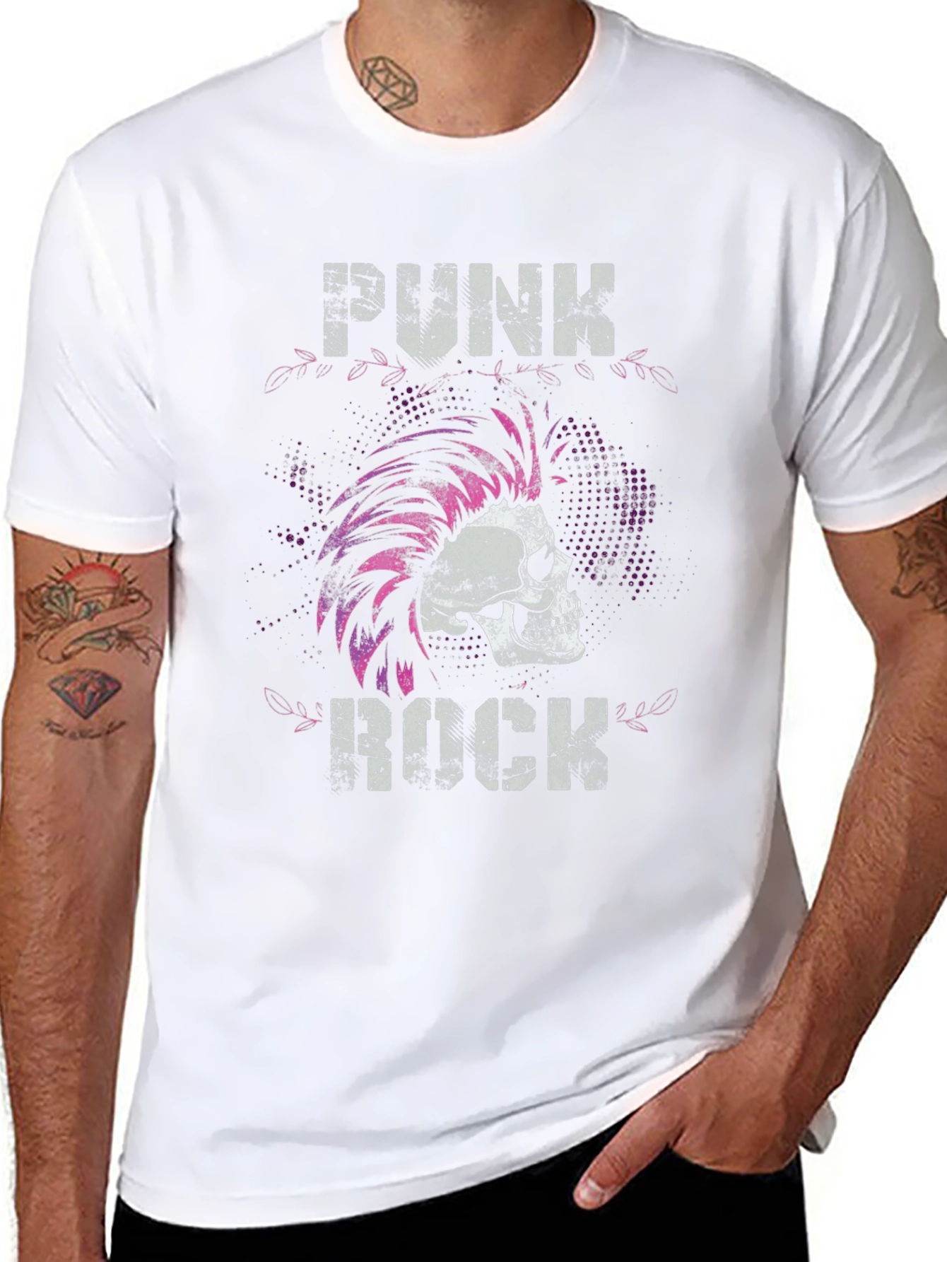 Camiseta Negra Punk Rock Cráneo