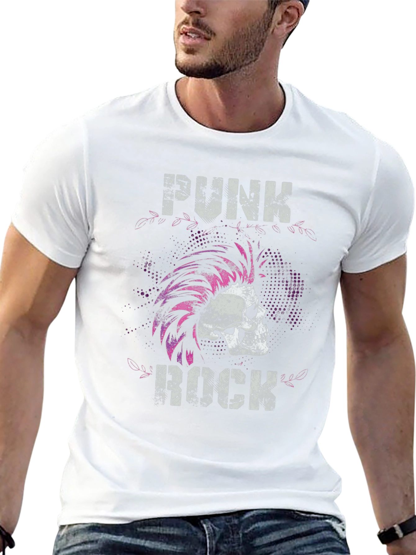 Camiseta Negra Punk Rock Cráneo