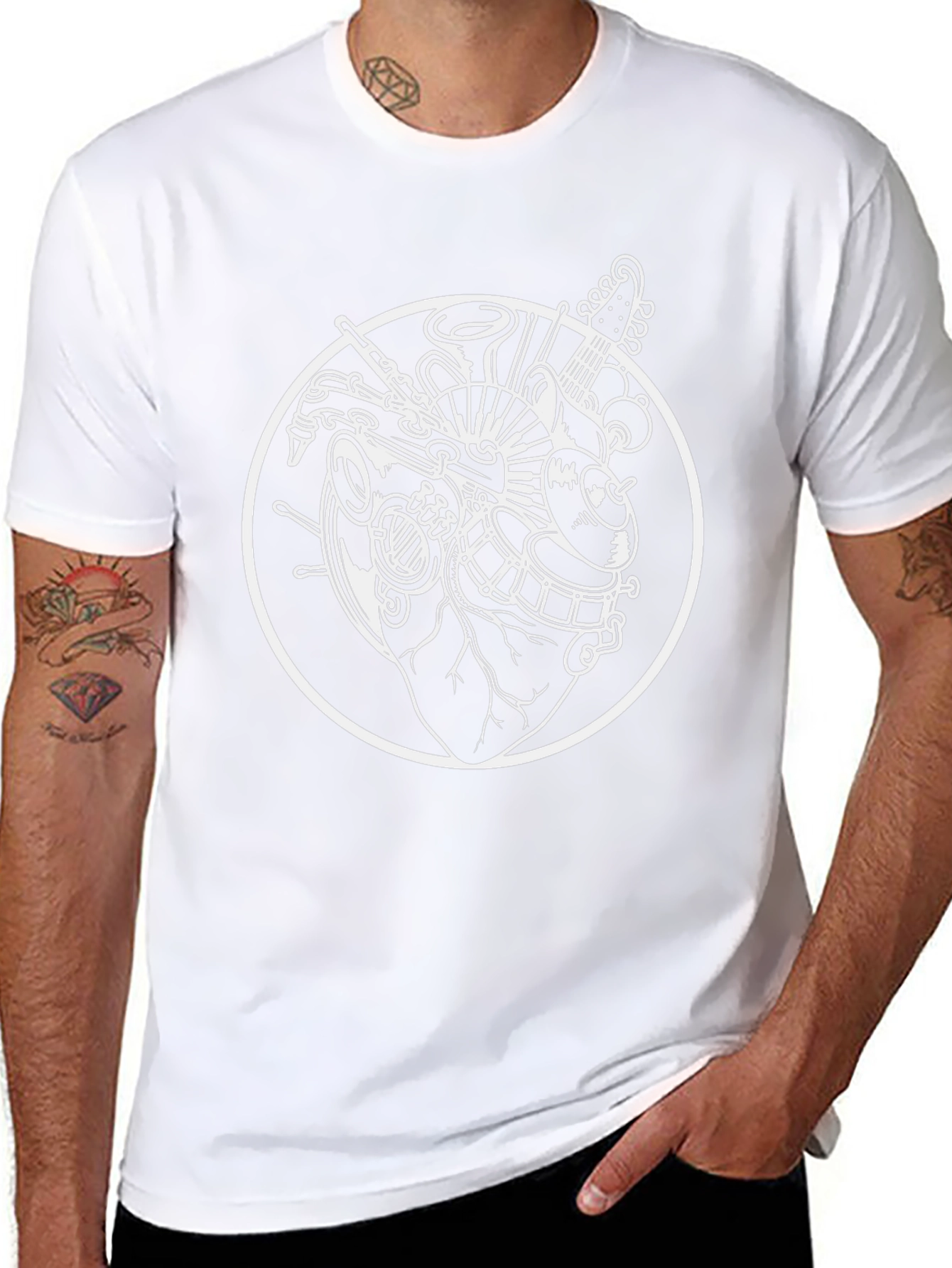 Camiseta Negra Diseño Corazón Musical