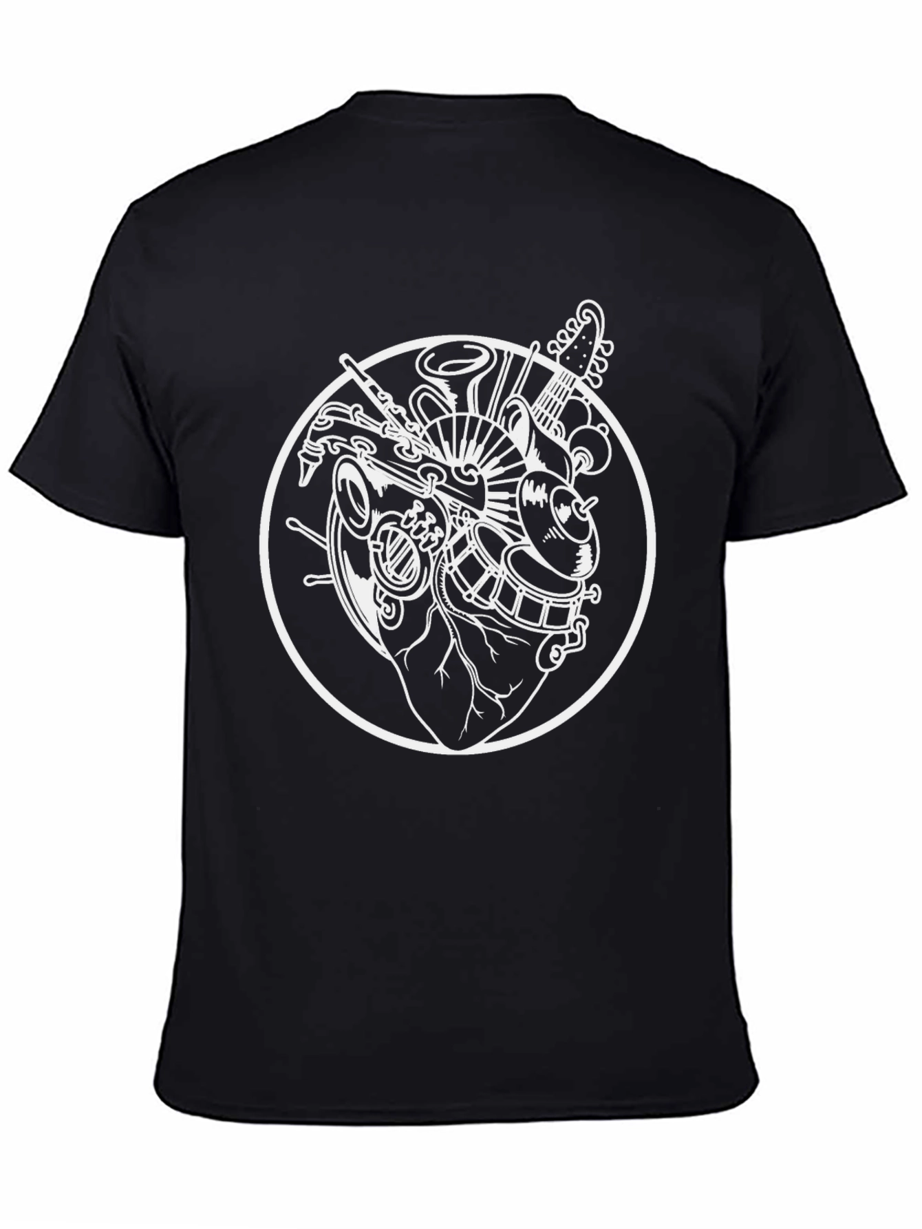 Camiseta Negra Diseño Corazón Musical