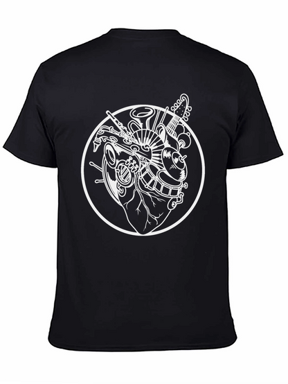 Camiseta Negra Diseño Corazón Musical