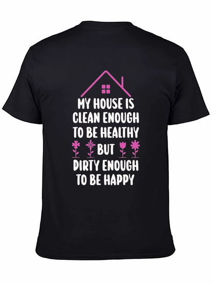 Camiseta Negra: Casa Limpia Vida Feliz