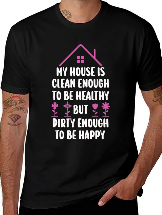 Camiseta Negra: Casa Limpia Vida Feliz