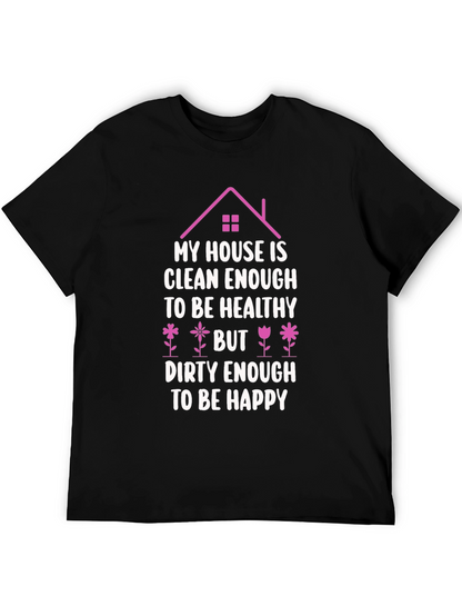 Camiseta Negra: Casa Limpia Vida Feliz