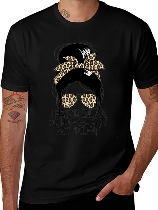 Camiseta Negra con Diseño de Moño Leopardado