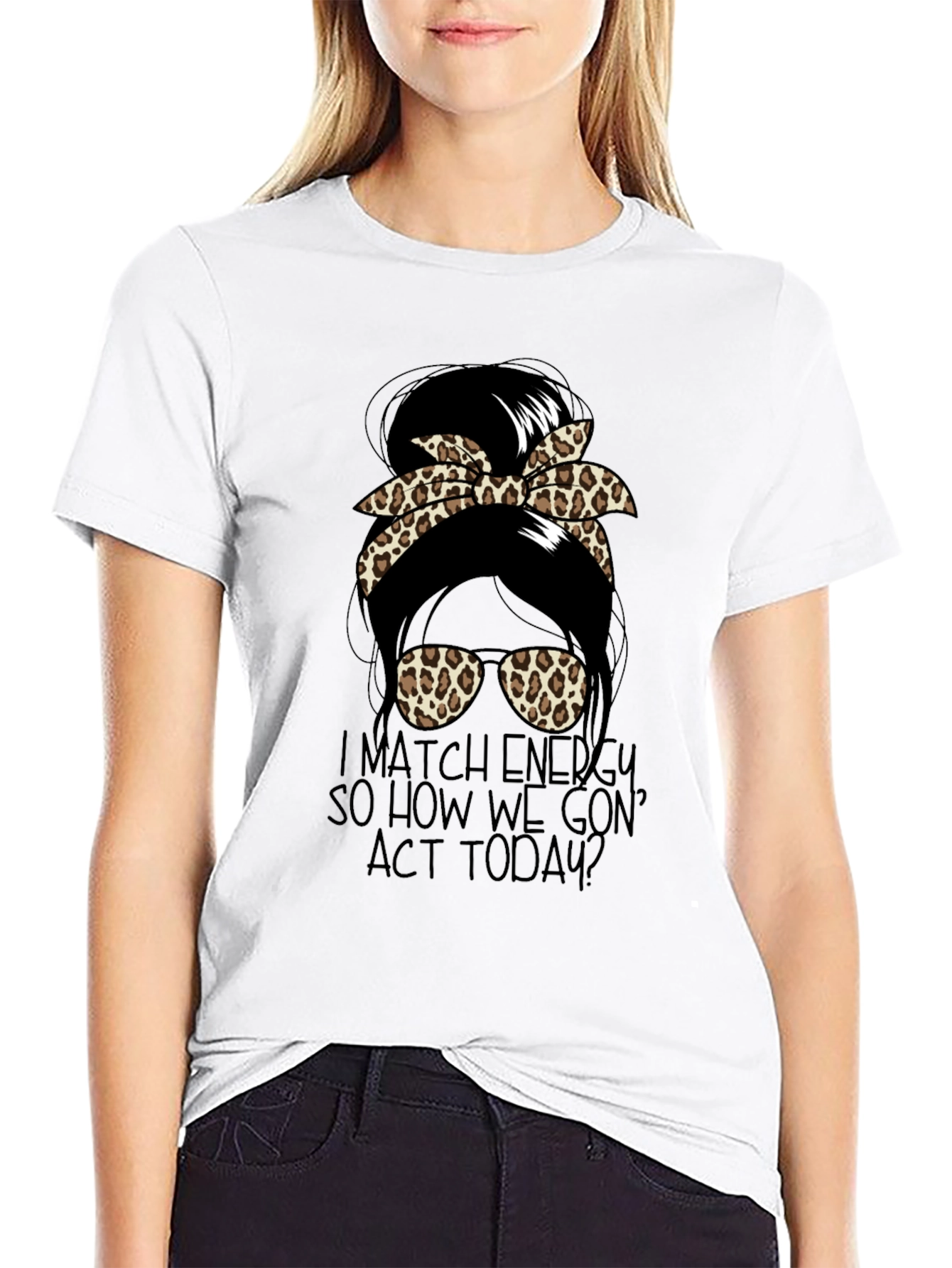 Camiseta Negra con Diseño de Moño Leopardado
