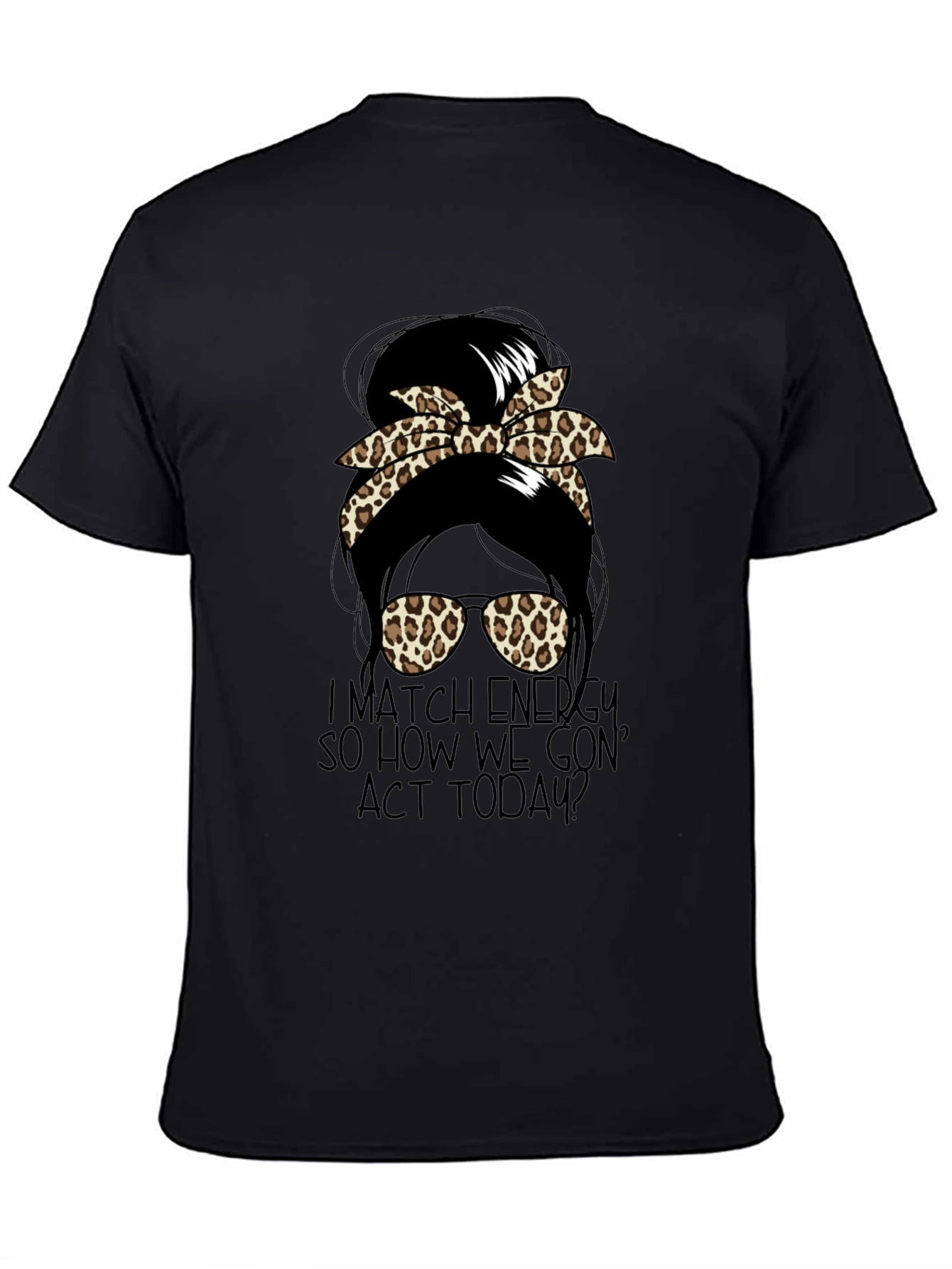 Camiseta Negra con Diseño de Moño Leopardado