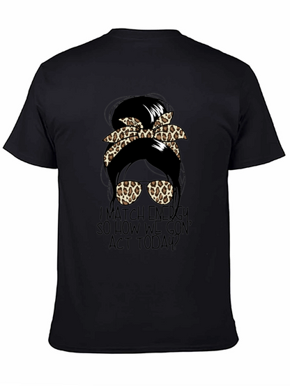Camiseta Negra con Diseño de Moño Leopardado