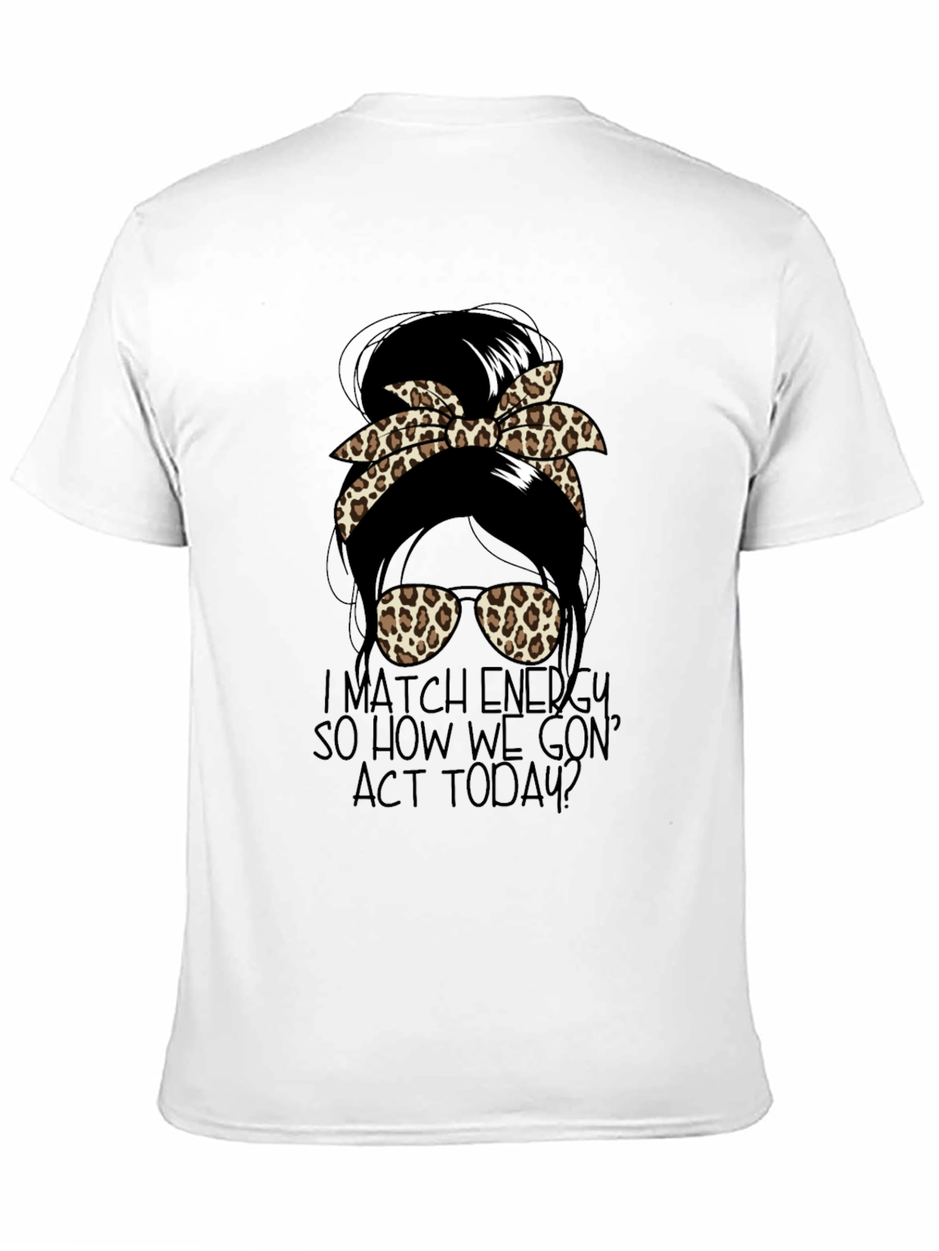 Camiseta Negra con Diseño de Moño Leopardado