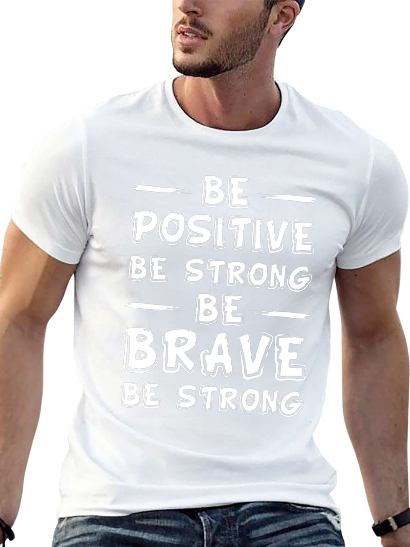 Camiseta Negra Motivacional - Sé Positivo Fuerte y Valiente