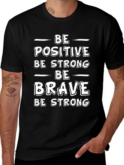 Camiseta Negra Motivacional - Sé Positivo Fuerte y Valiente