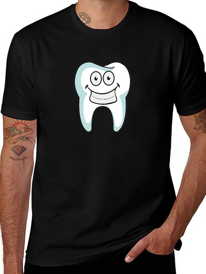 Camiseta Negra con Diseño de Diente Sonriente