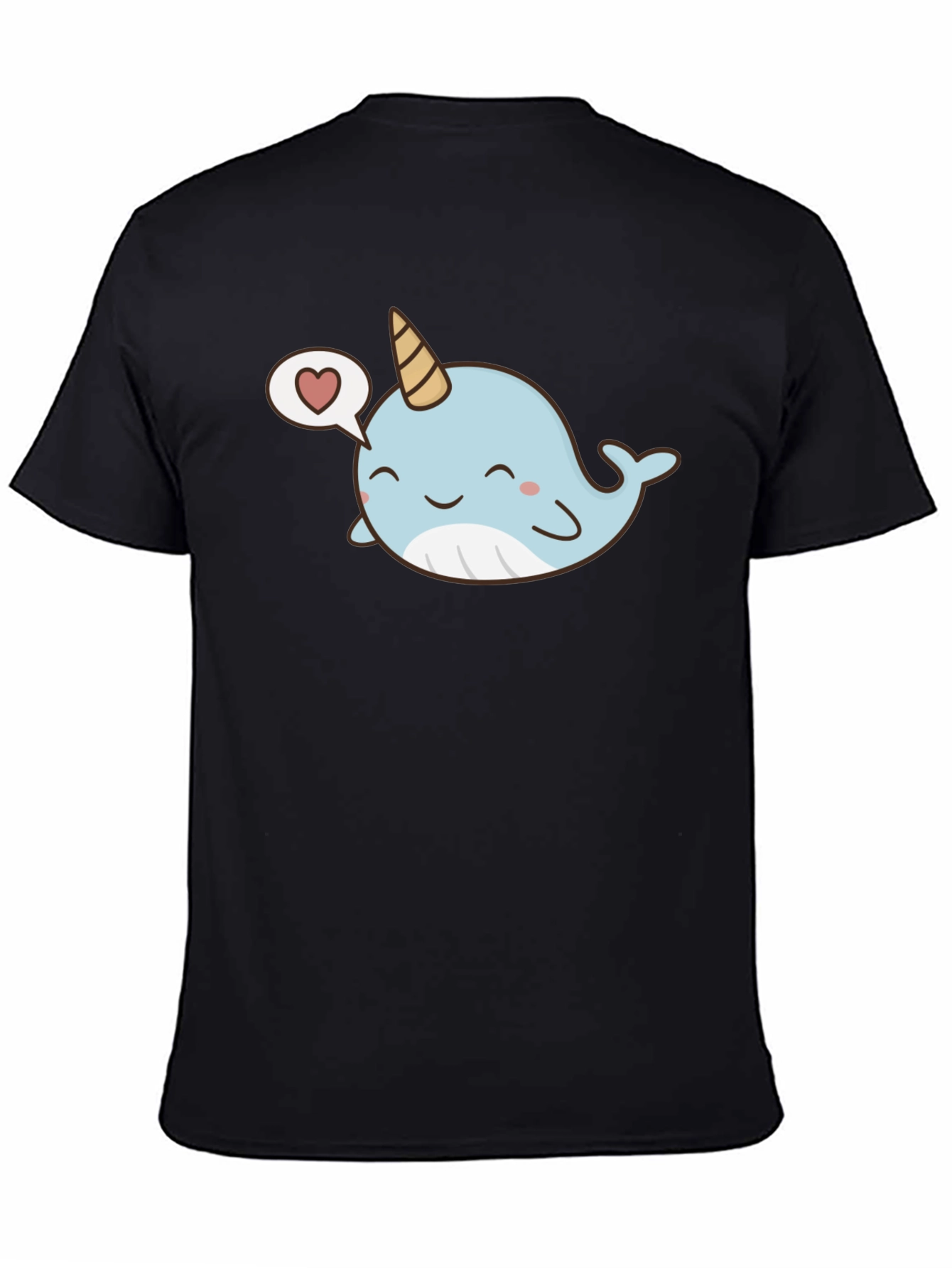 Camiseta Negra con Narval Kawaii