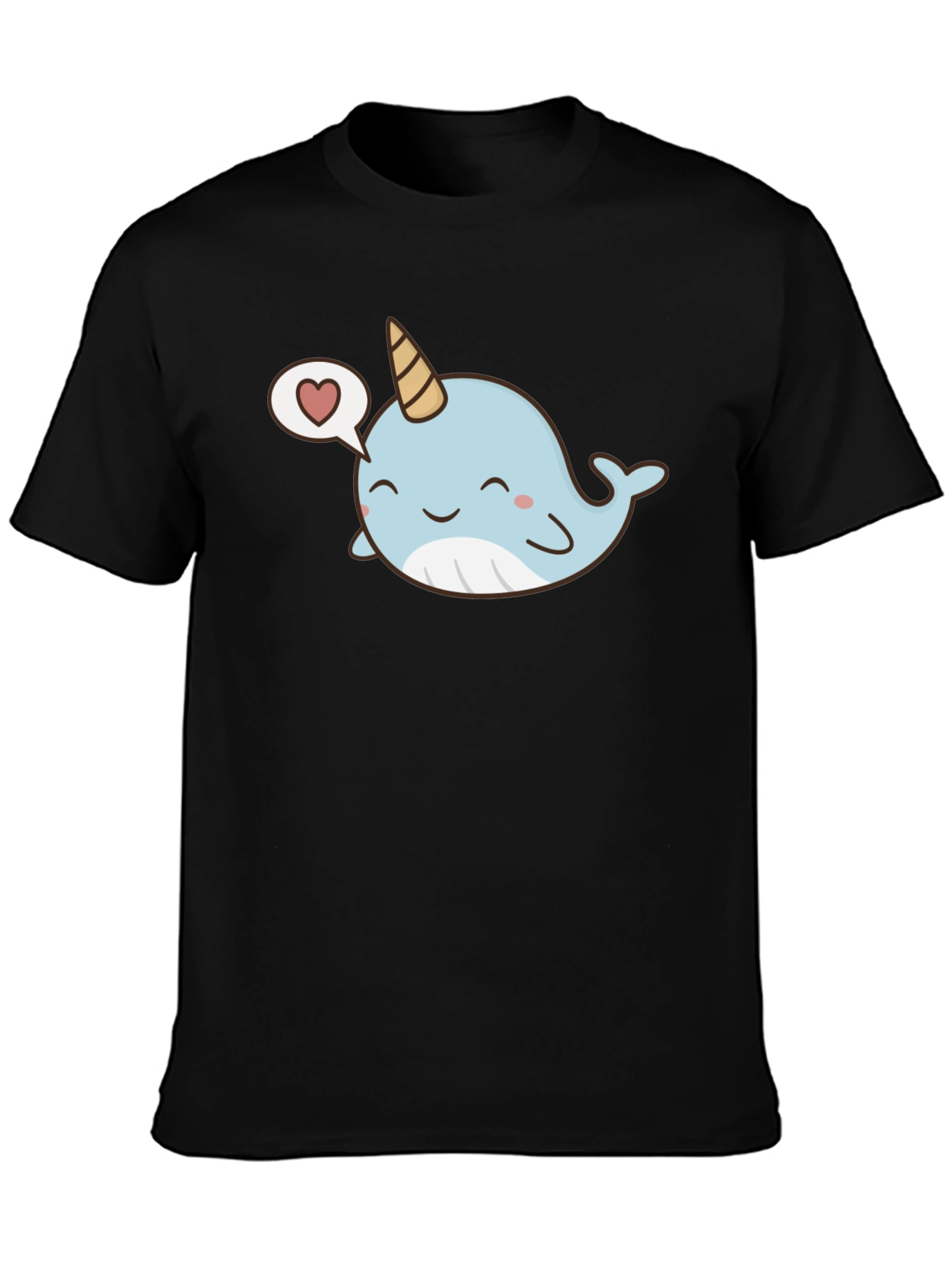 Camiseta Negra con Narval Kawaii