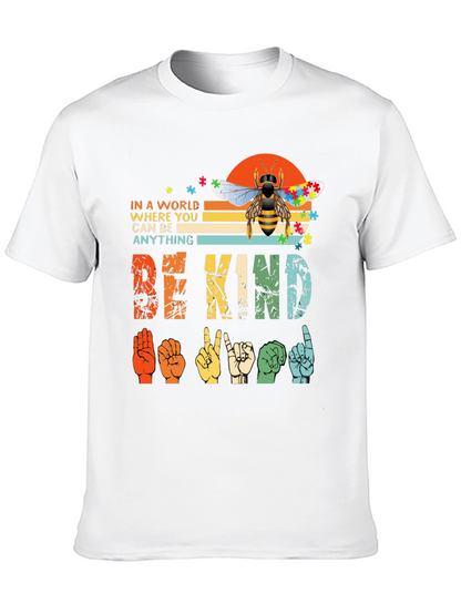 Camiseta Be Kind Lenguaje de Señas y Abeja Autismo