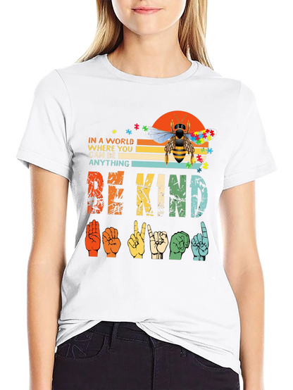 Camiseta Be Kind Lenguaje de Señas y Abeja Autismo