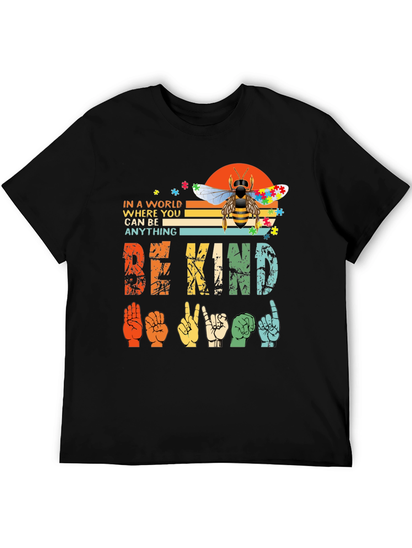Camiseta Be Kind Lenguaje de Señas y Abeja Autismo