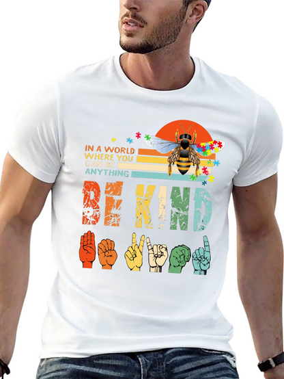 Camiseta Be Kind Lenguaje de Señas y Abeja Autismo