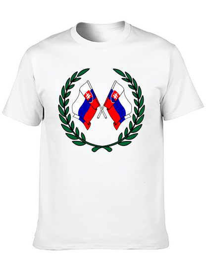 Camiseta Negra con Diseño de Banderas Eslovacas