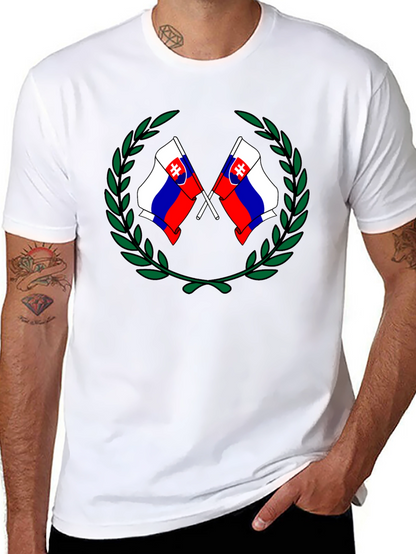 Camiseta Negra con Diseño de Banderas Eslovacas