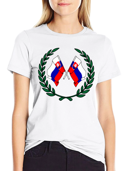 Camiseta Negra con Diseño de Banderas Eslovacas
