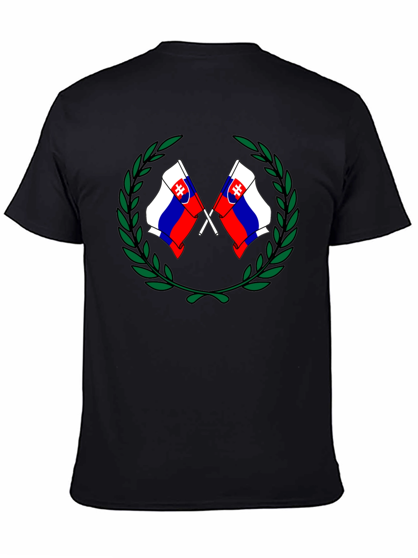 Camiseta Negra con Diseño de Banderas Eslovacas
