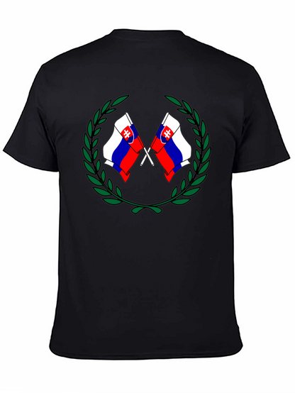 Camiseta Negra con Diseño de Banderas Eslovacas